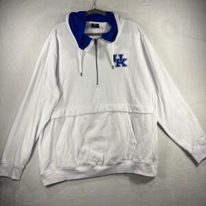 Colosseum Kentucky Wildcats UK Mens XXL White Blue Quarter Zip Hoodie Sweatshirt